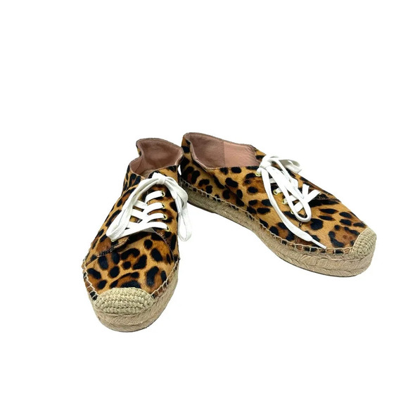 J. Crew Espadrille Sneakers in Leopard Calf Hair Size 7 - Picture 1 of 10